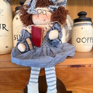 Vintage Rag Doll Handmade Primitive Country Doll Farmhouse Decor Shelf Sitter